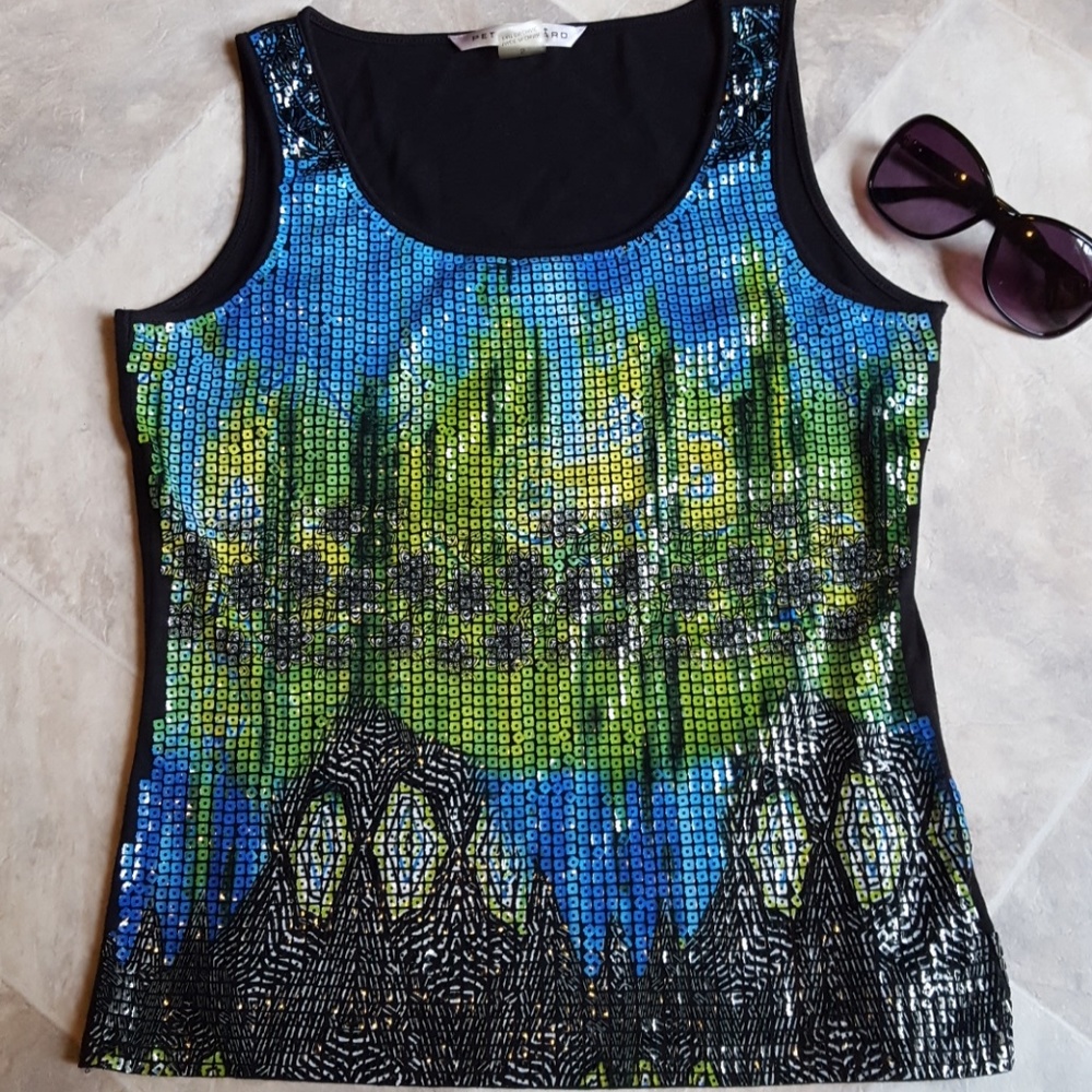 Peter Nygard mosaic Sequin tank top Glossy Sheen